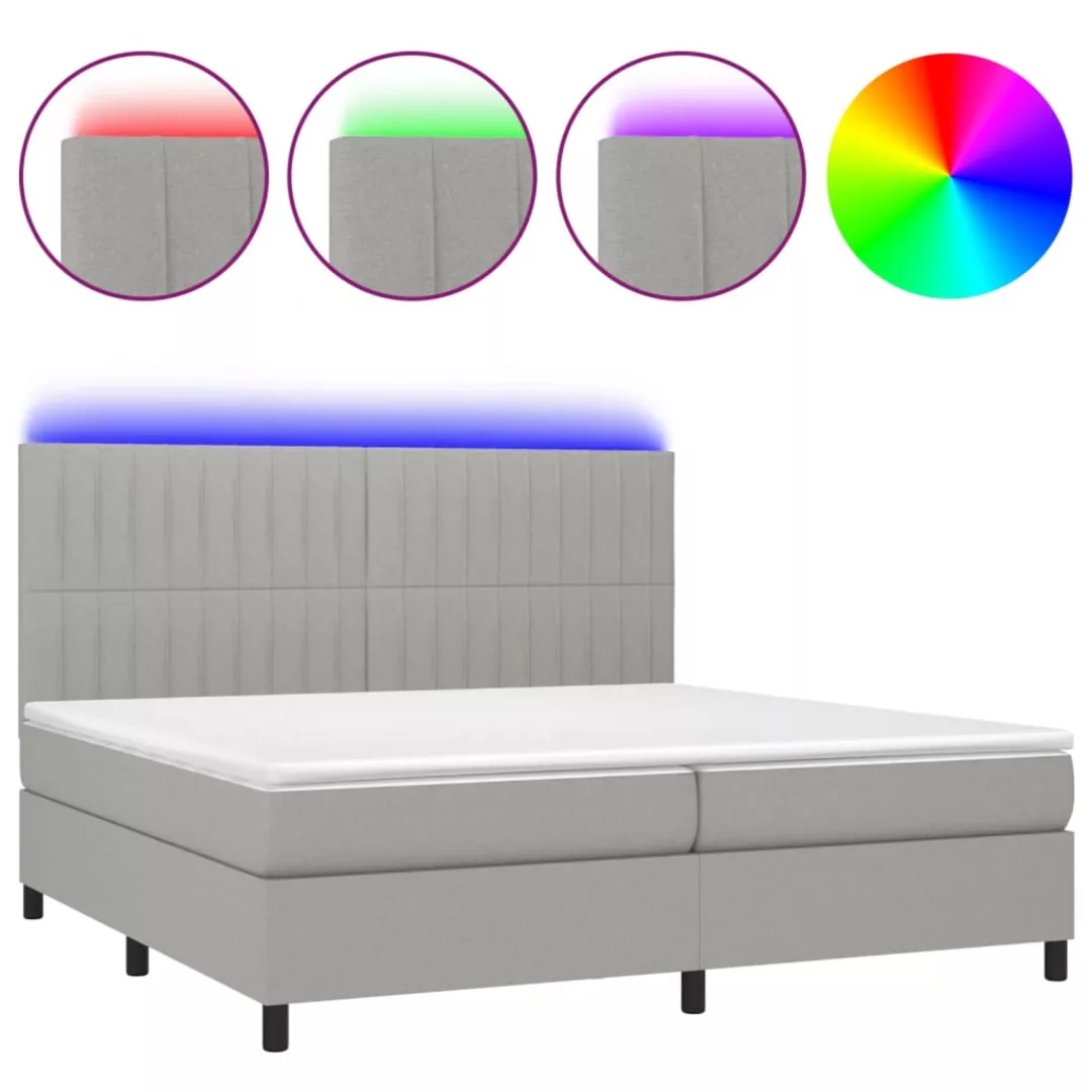 Vidaxl Boxspringbett Mit Matratze & Led Hellgrau 200x200 Cm Stoff günstig online kaufen