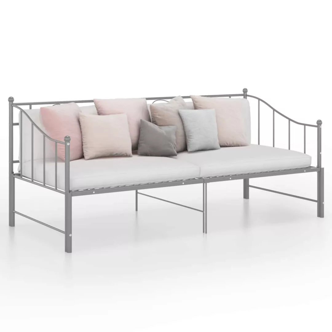 vidaXL Bettgestell Ausziehsofa Bettgestell Grau Metall 90x200 cm Einzelbett günstig online kaufen