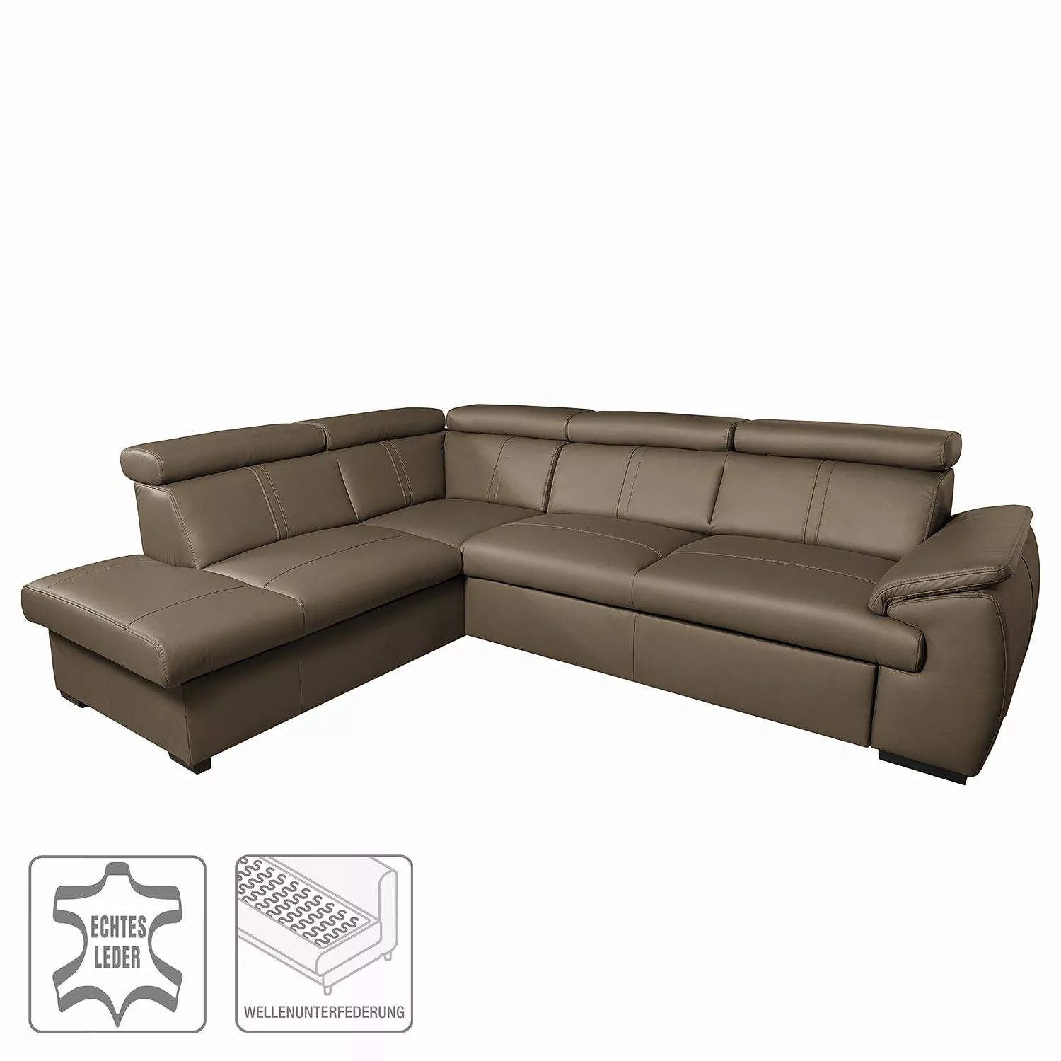 home24 loftscape Ecksofa Olival IV 2-Sitzer Muskat Echtleder 265x82x210 cm günstig online kaufen