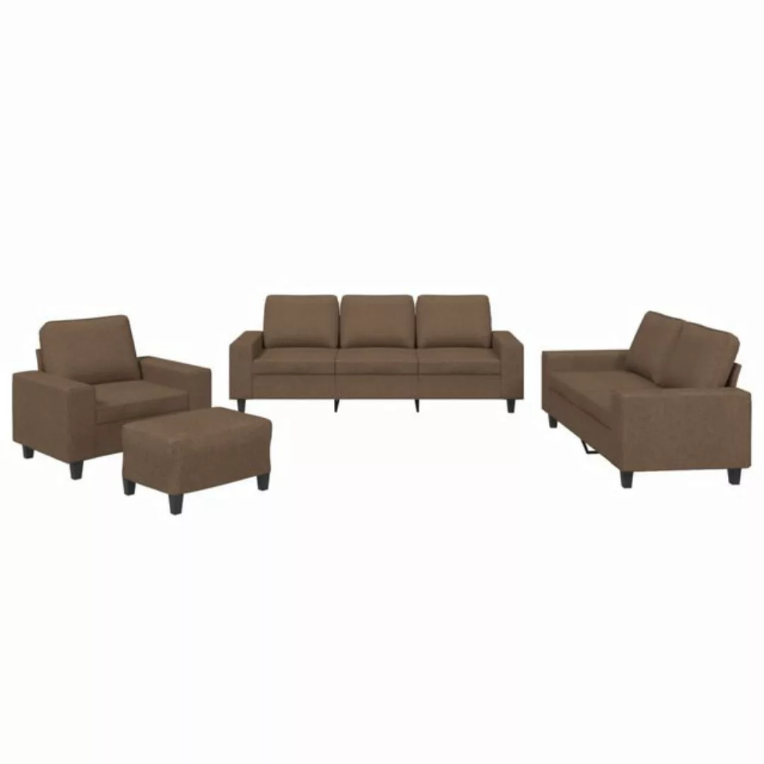 vidaXL Sofa 4-tlg. Sofagarnitur Braun Stoff günstig online kaufen