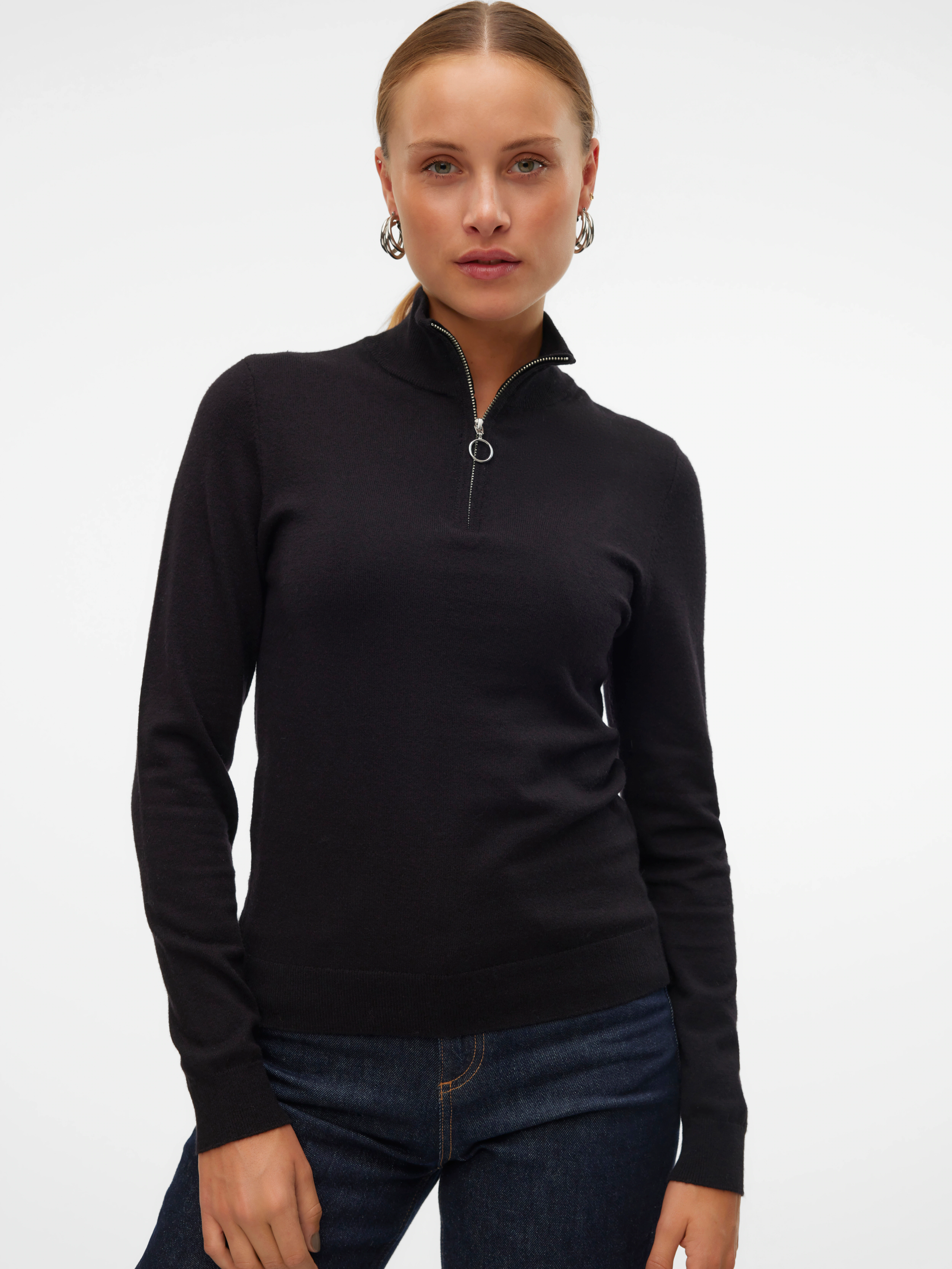 Vero Moda Stehkragenpullover "VMHAPPINESS LS HIGHNECK ZIP PULL GA BOO" günstig online kaufen