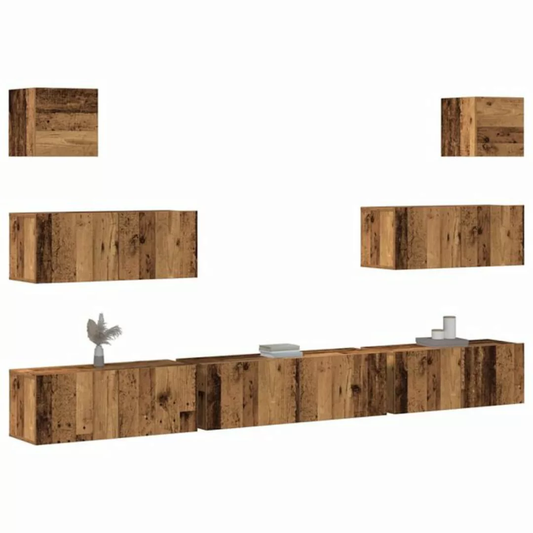 vidaXL Schrankmodule 7-tlg. TV-Schrank-Set Wandmontage Altholz-Optik Holzwe günstig online kaufen