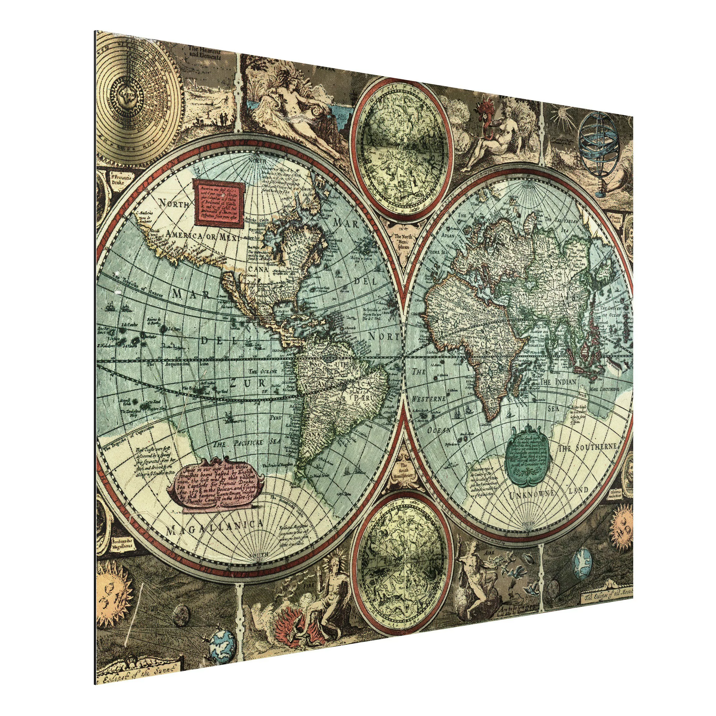Alu-Dibond Bild Weltkarte - Querformat 4:3 Die alte Welt günstig online kaufen