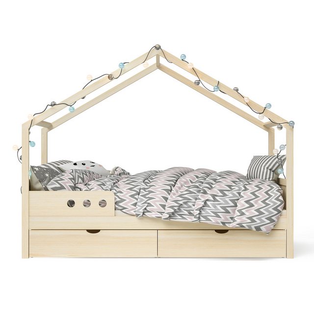 Bellabino Hausbett Bela (Kinderbett 90x200 cm, mit großer Schublade, natur) günstig online kaufen