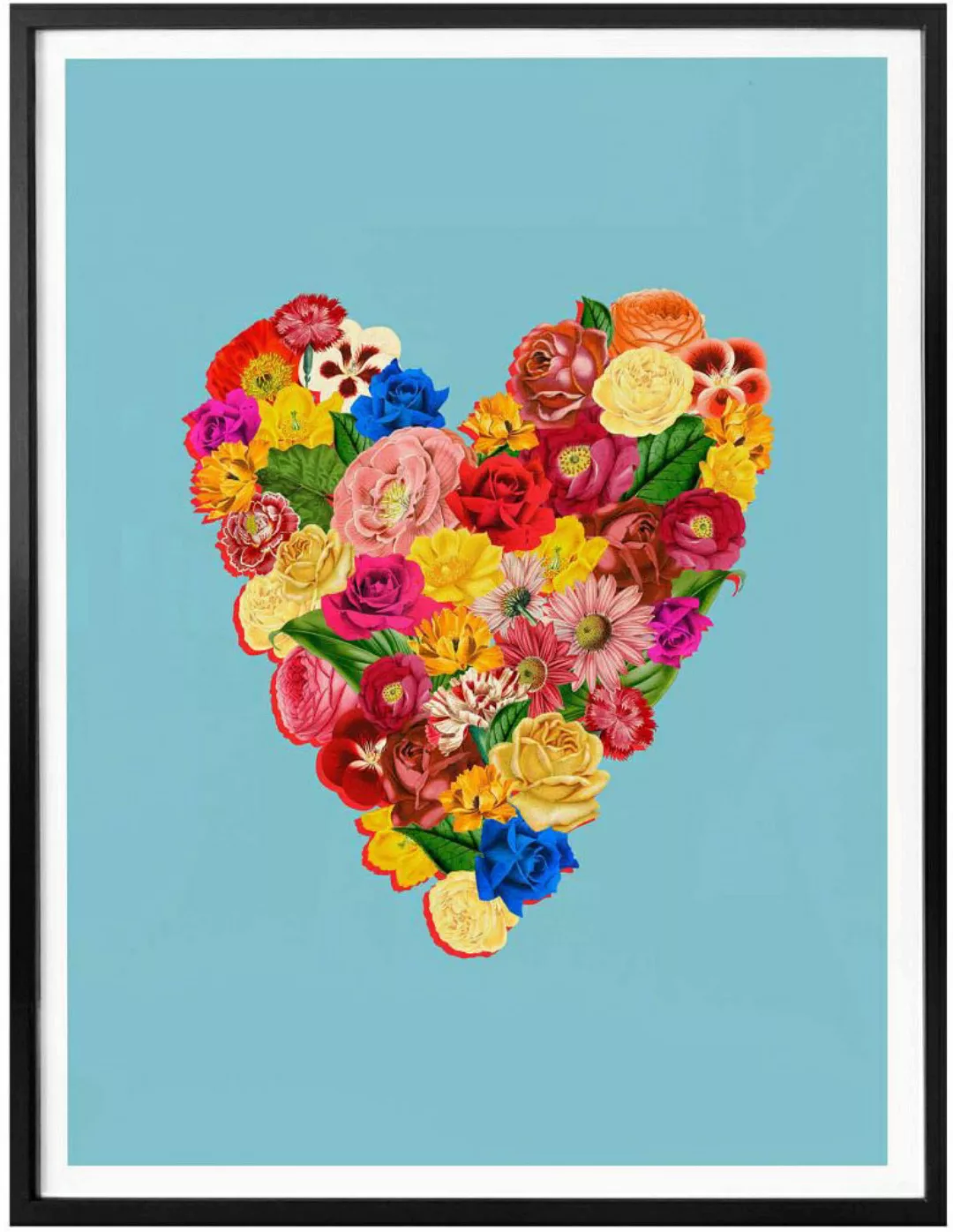 Wall-Art Poster »Blumen Herz Sommerliebe«, Herz, (1 St.), Poster ohne Bilde günstig online kaufen