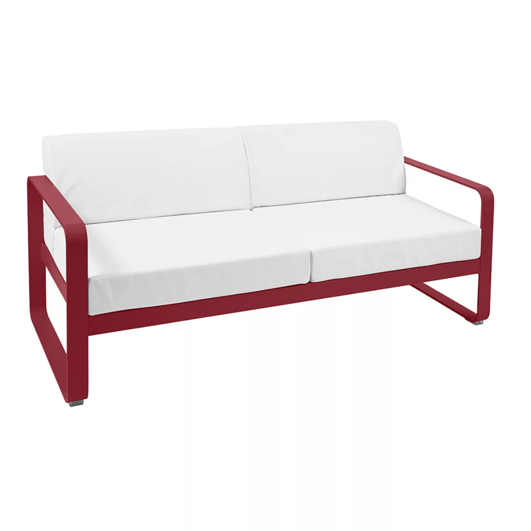 Fermob - Bellevie Outdoor 2-Sitzer Sofa - chili/texturiert/Kissenstoff Sunb günstig online kaufen