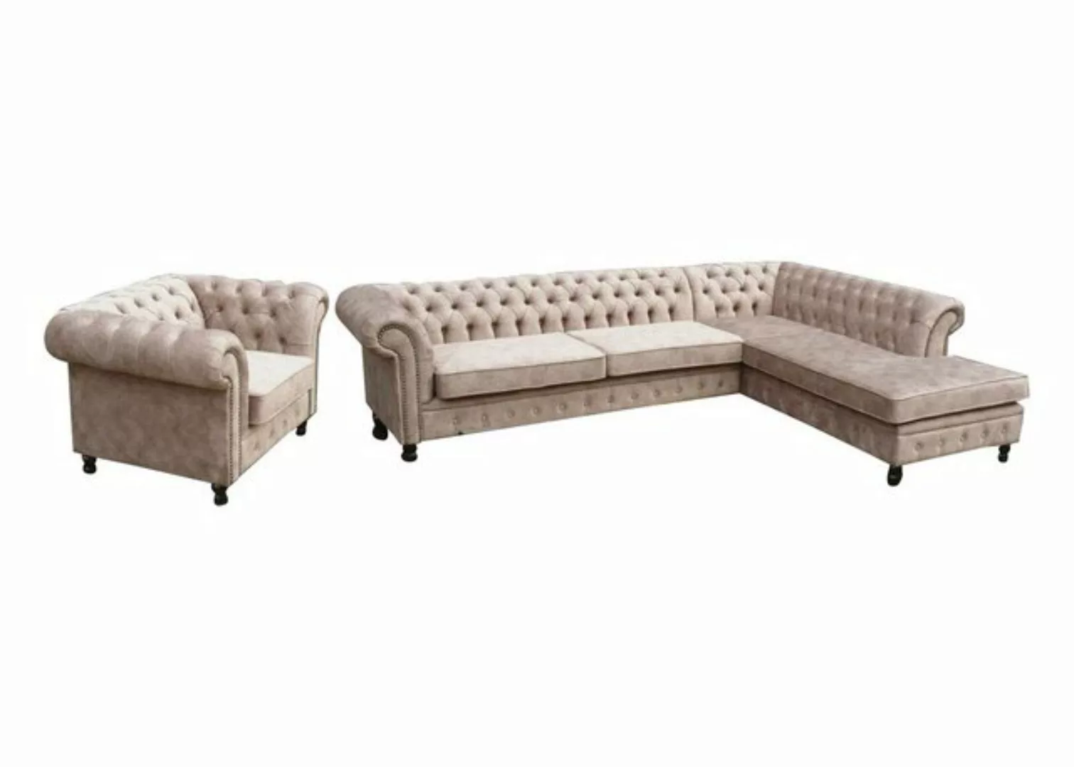 JVmoebel Ecksofa Beige Chesterfield L-Form Couch Luxus Sofa Modernes Ecksof günstig online kaufen