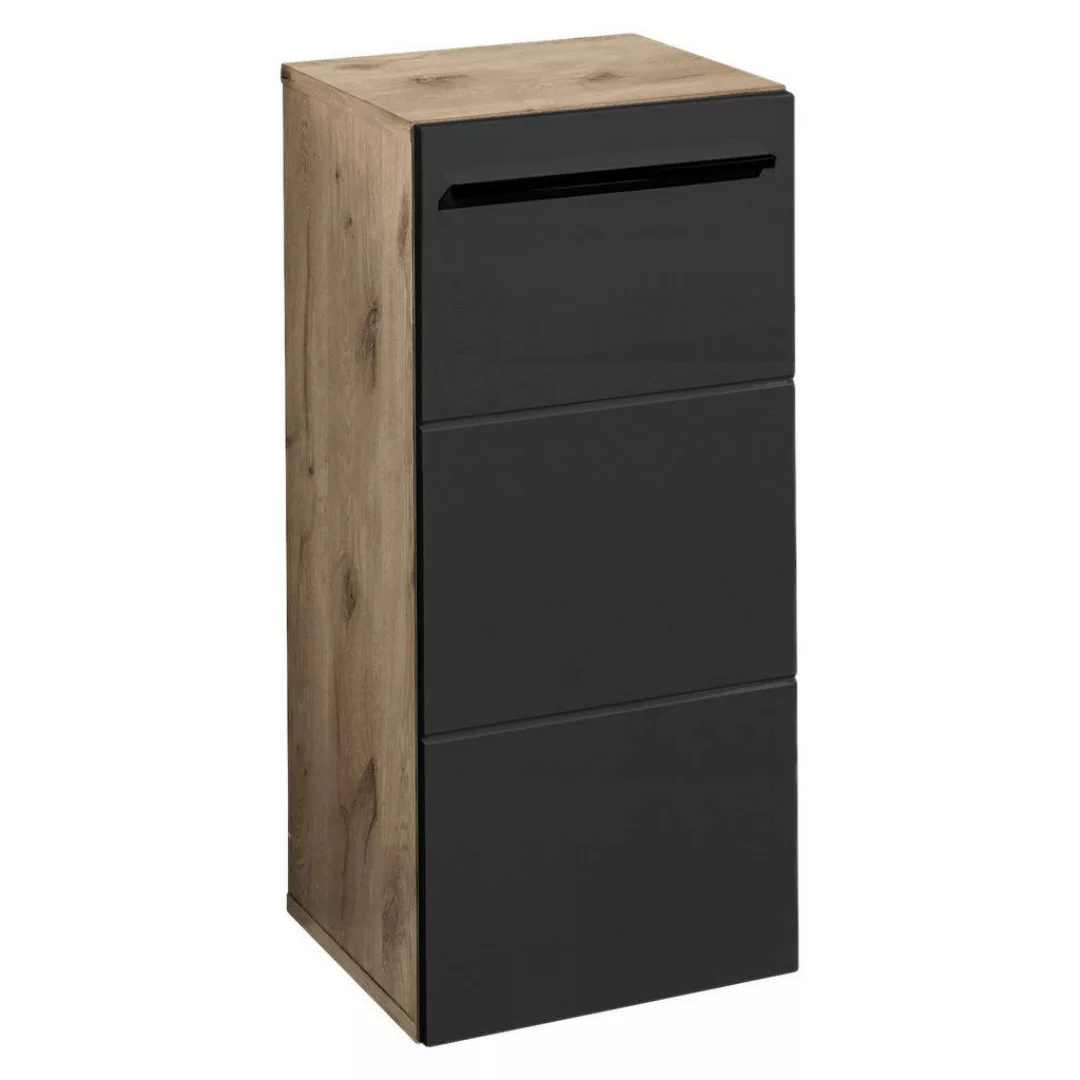 Midischrank Vista Oak Eiche Viking Nachbildung schwarz matt B/H/T: ca. 34x7 günstig online kaufen