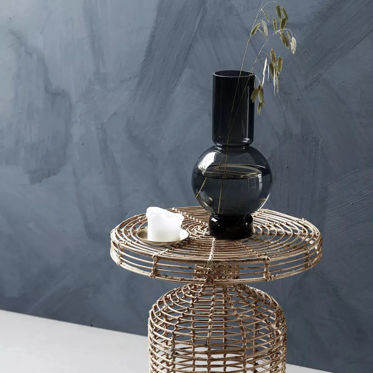 Vase Bubble aus Glas in Grau mit bauchigem Mittelteil günstig online kaufen