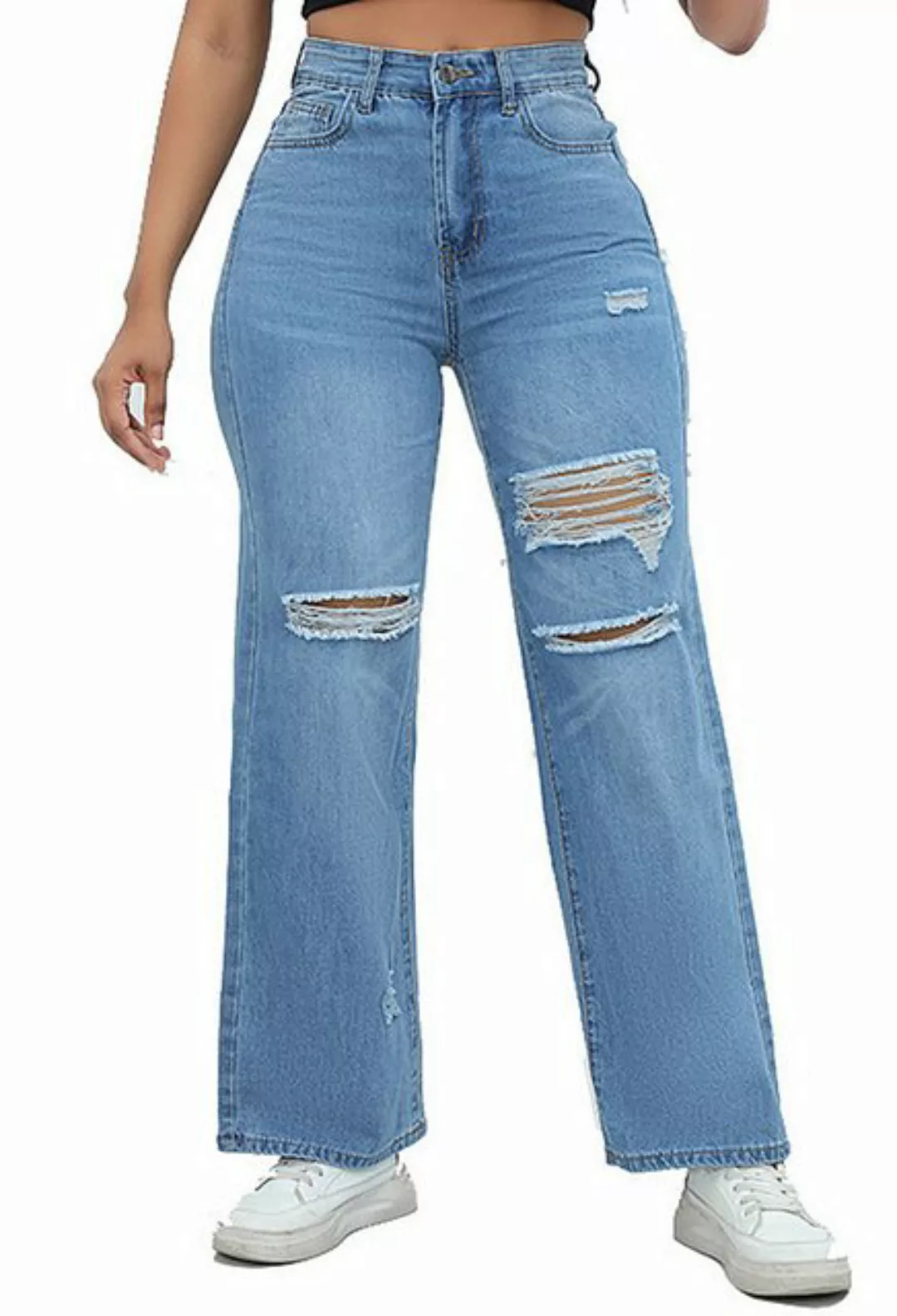 CHENIN Slouchy Jeans Elastische, lockere, ausgestellte freizeitjeans mit mi günstig online kaufen