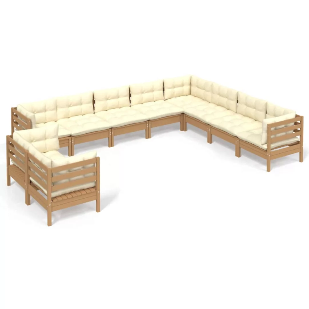 10-tlg. Garten-lounge-set Mit Kissen Honigbraun Kiefernholz günstig online kaufen