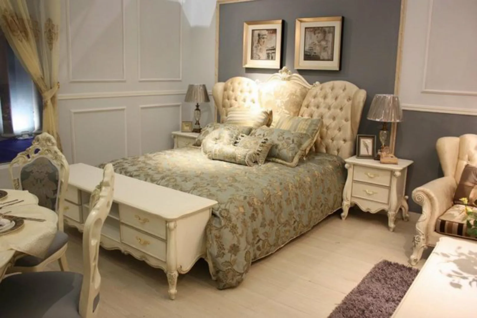 JVmoebel Bett, Chesterfield Bett Gepolsterte Betten Schlafzimmer Ehebett Be günstig online kaufen