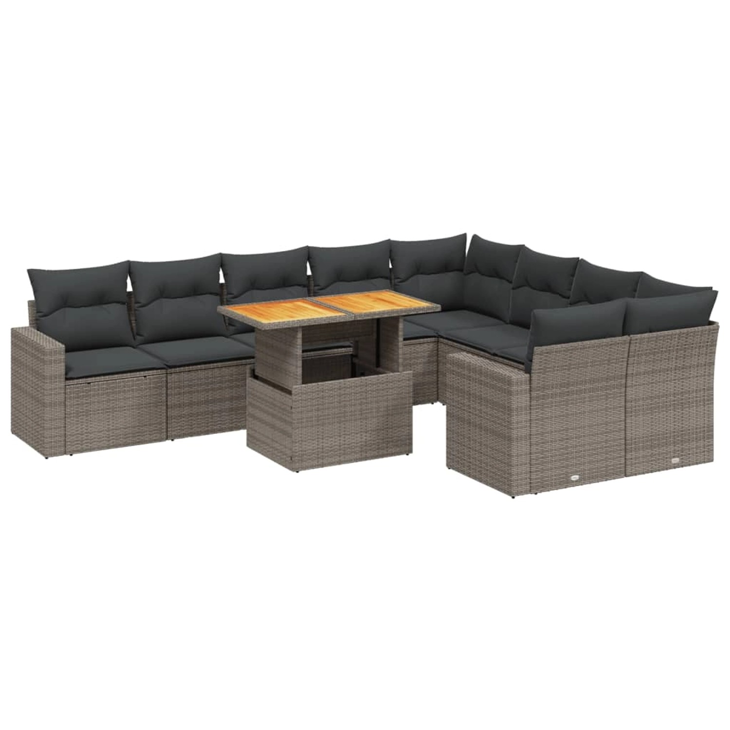 vidaXL 10-Tlg Garten-Sofagarnitur mit Kissen Grau Poly Rattan 3271473 günstig online kaufen