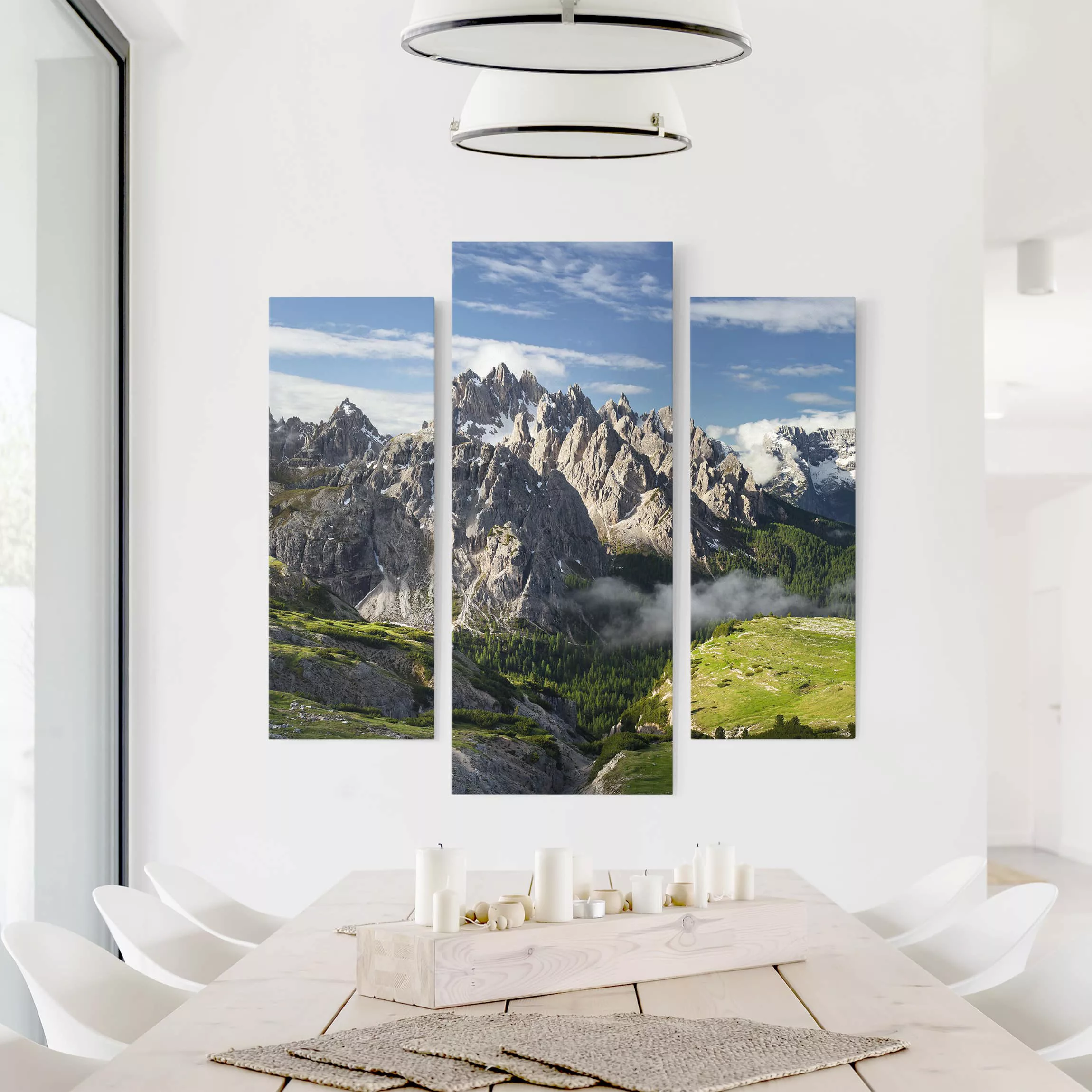 3-teiliges Leinwandbild Natur & Landschaft - Querformat Italienische Alpen günstig online kaufen