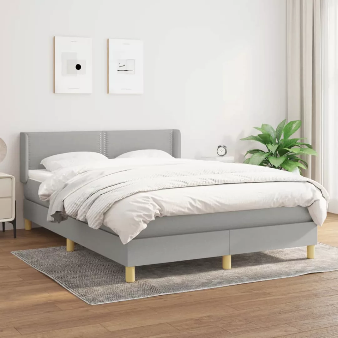 Vidaxl Boxspringbett Mit Matratze Hellgrau 140x200 Cm Stoff günstig online kaufen