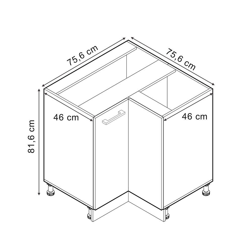 Vicco Eckunterschrank R-Line, Goldkraft Eiche/Weiß, 75.6 günstig online kaufen