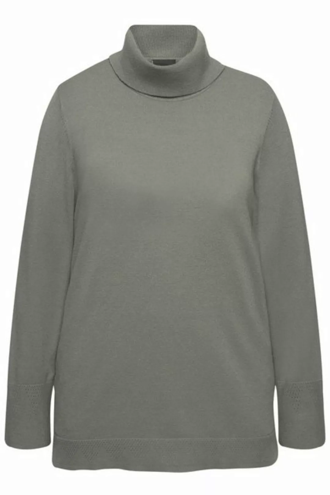 Ulla Popken Strickpullover Rollkragenpullover breite Rippbündchen Langarm günstig online kaufen