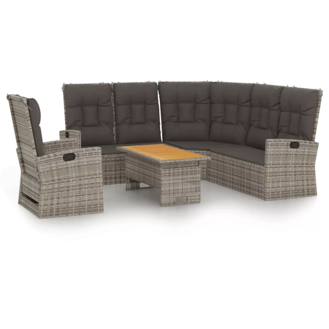 Vidaxl 3-tlg. Garten-lounge-set Mit Kissen Grau Poly Rattan günstig online kaufen