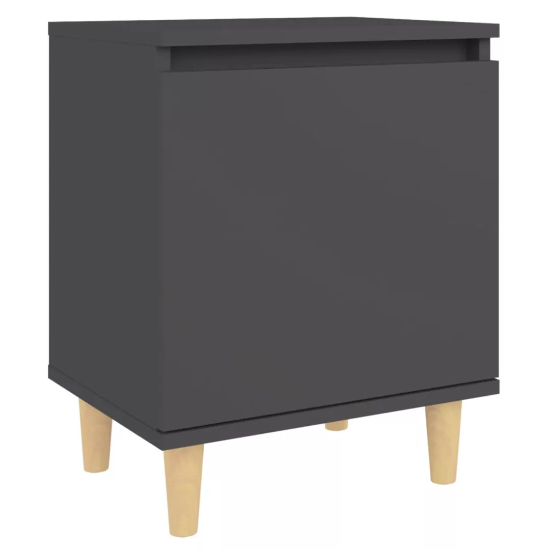 Nachttisch Mit Massivholz-beinen Grau 40x30x50 Cm günstig online kaufen