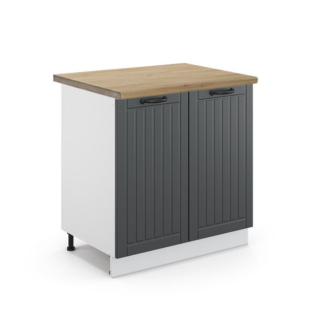 Vicco Spülenunterschrank Fame-Line, Anthrazit Landhaus/Weiß, 80 cm, AP Eich günstig online kaufen