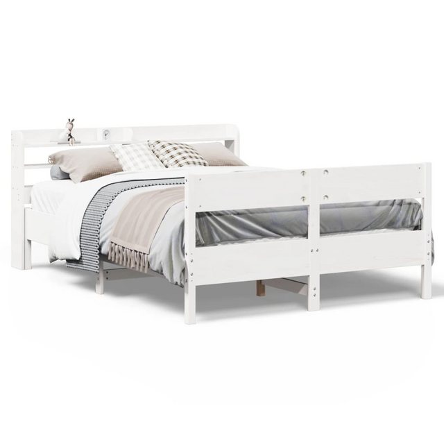 vidaXL Bett, Massivholzbett ohne Matratze Weiß 135x190 cm Kiefernholz günstig online kaufen