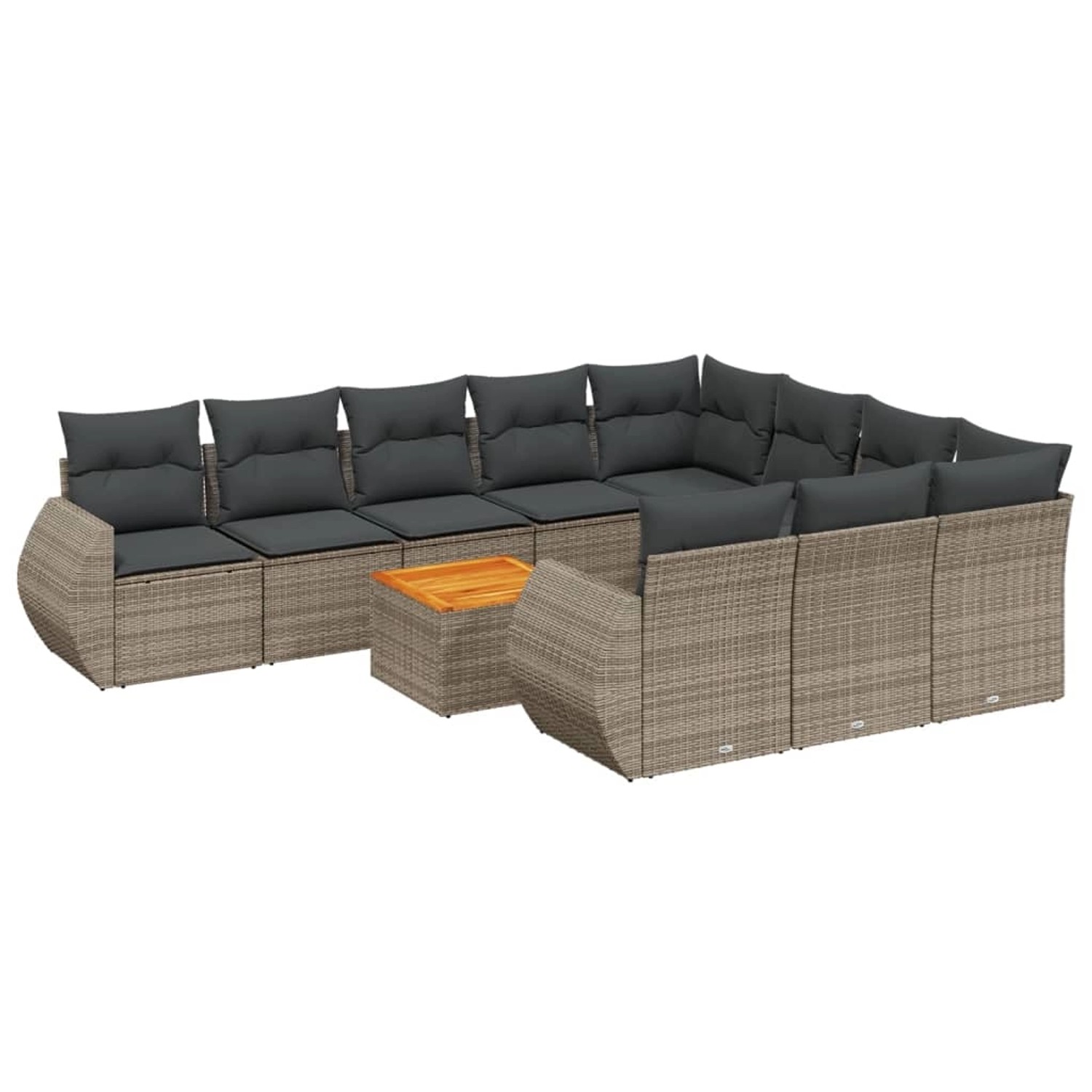 vidaXL 11-Tlg Garten-Sofagarnitur mit Kissen Grau Poly Rattan 3257516 günstig online kaufen