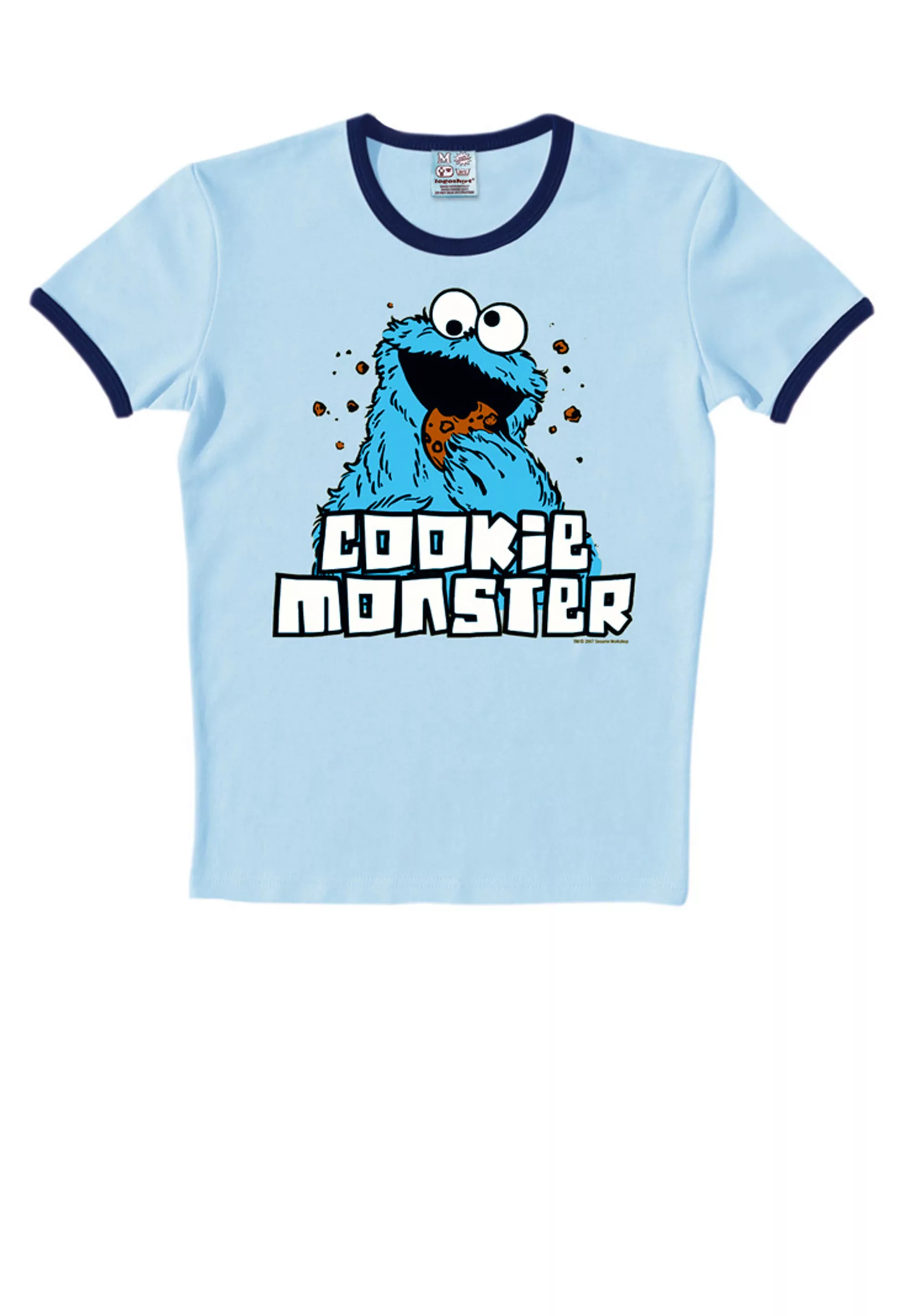 LOGOSHIRT T-Shirt "Cookie Monster", mit farblich abgesetzten Bündchen günstig online kaufen