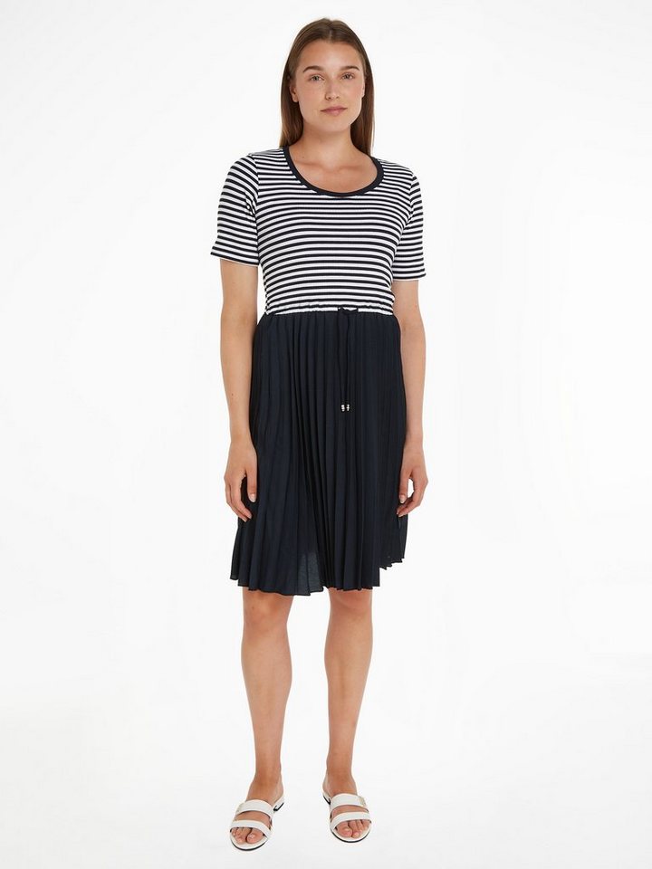 Tommy Hilfiger Midikleid 5x2 RIB CNK PLEATED KNEE DRS SS in gestreifter Opt günstig online kaufen