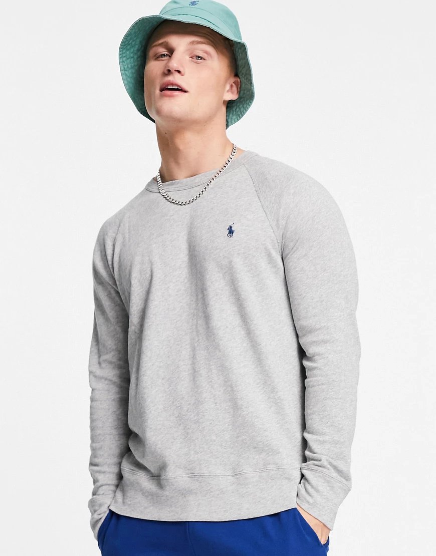 Polo Ralph Lauren – Sweatshirt in Mittelgrau mit Polospieler-Logo günstig online kaufen