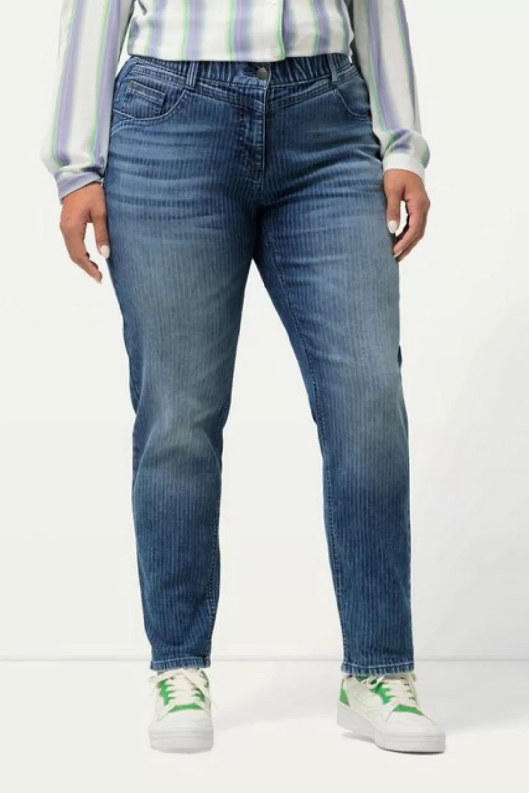 Ulla Popken Regular-fit-Jeans Boyfriend-Jeans Streifen lässig weit 5-Pocket günstig online kaufen