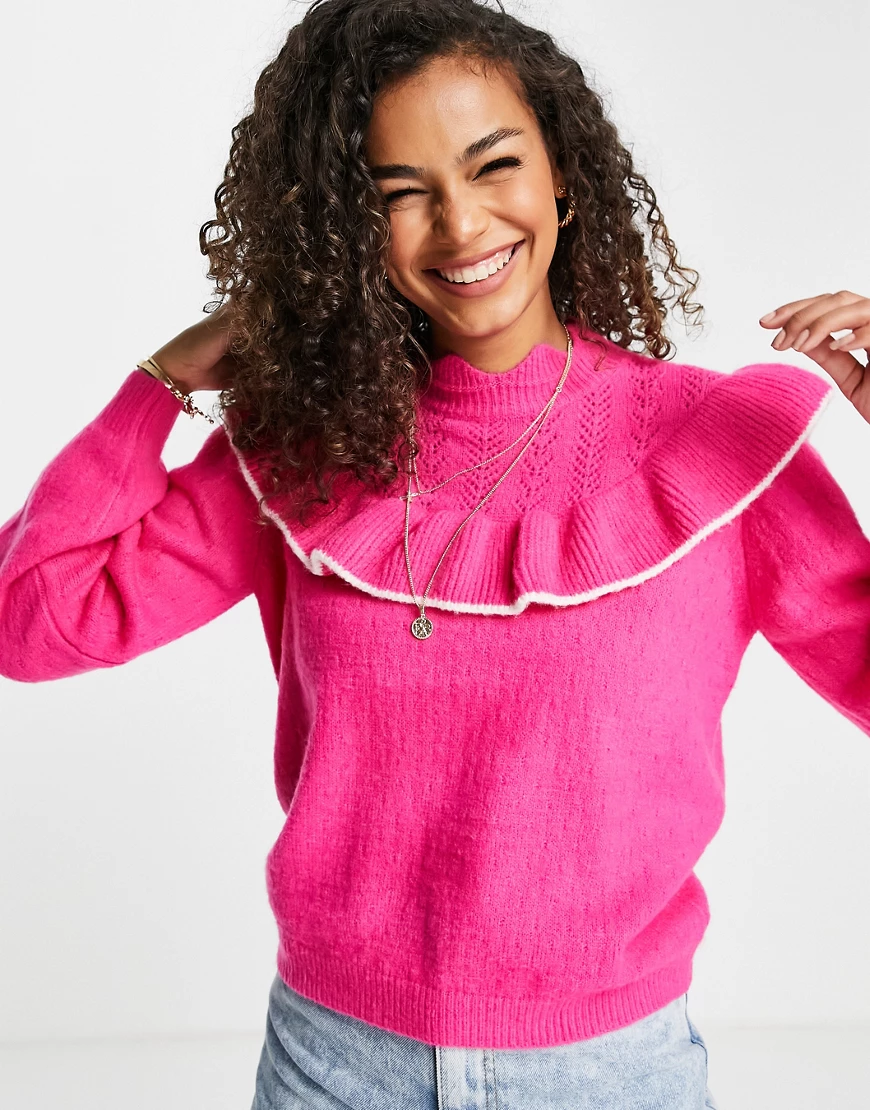 Miss Selfridge – Pullover in leuchtendem Rosa mit Durchbruchmuster, Bogenka günstig online kaufen