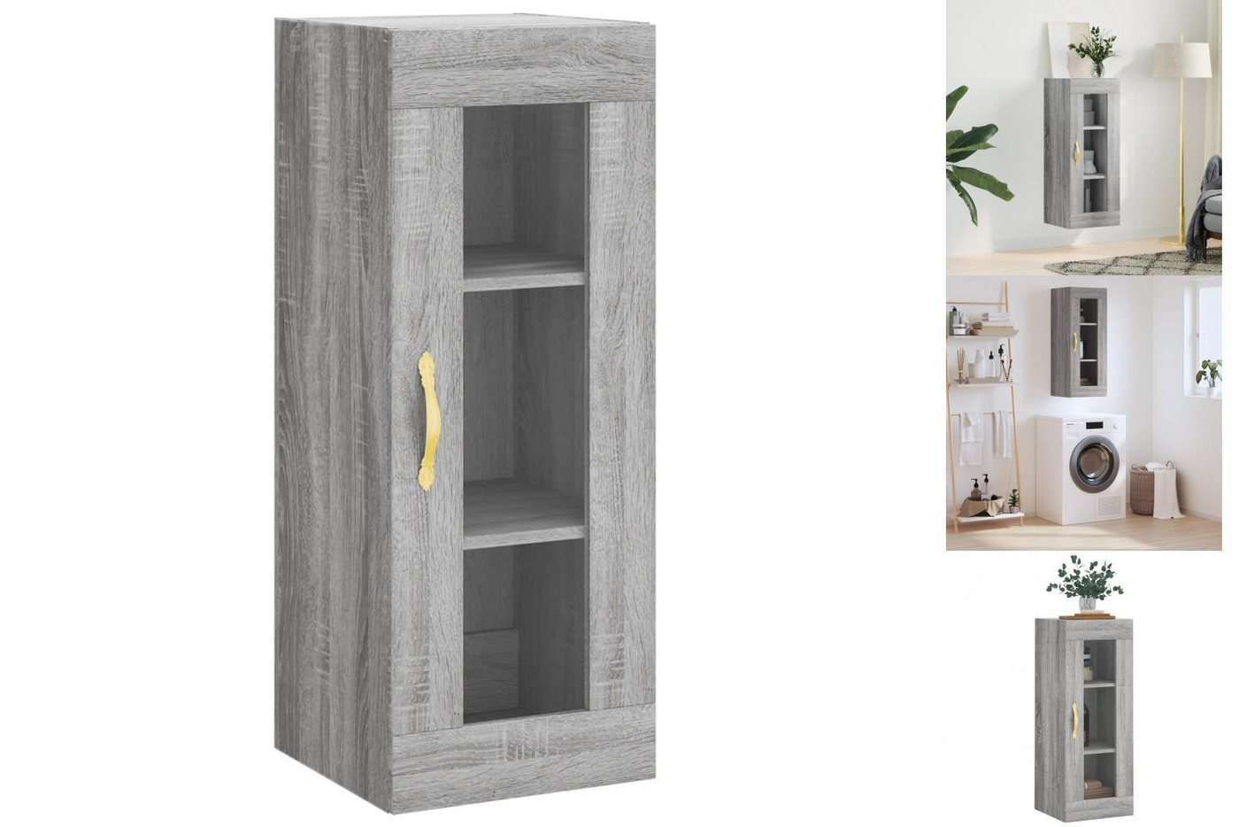 vidaXL Hängeschrank Wandschrank Grau Sonoma 34,5x34x90 cm Glas Vitrine Häng günstig online kaufen