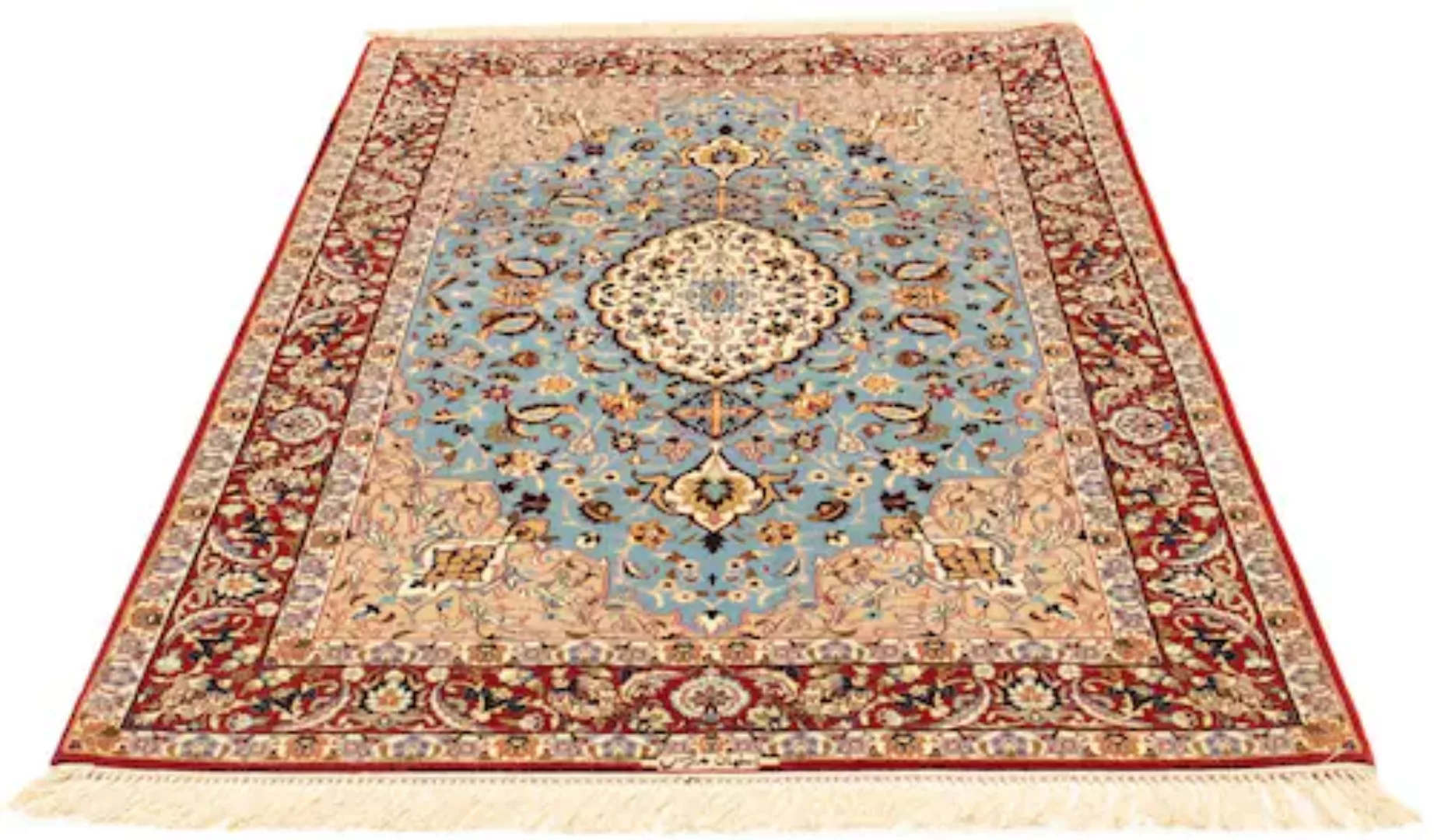 morgenland Teppich »Isfahan Teppich handgeknüpft hellblau«, rechteckig günstig online kaufen