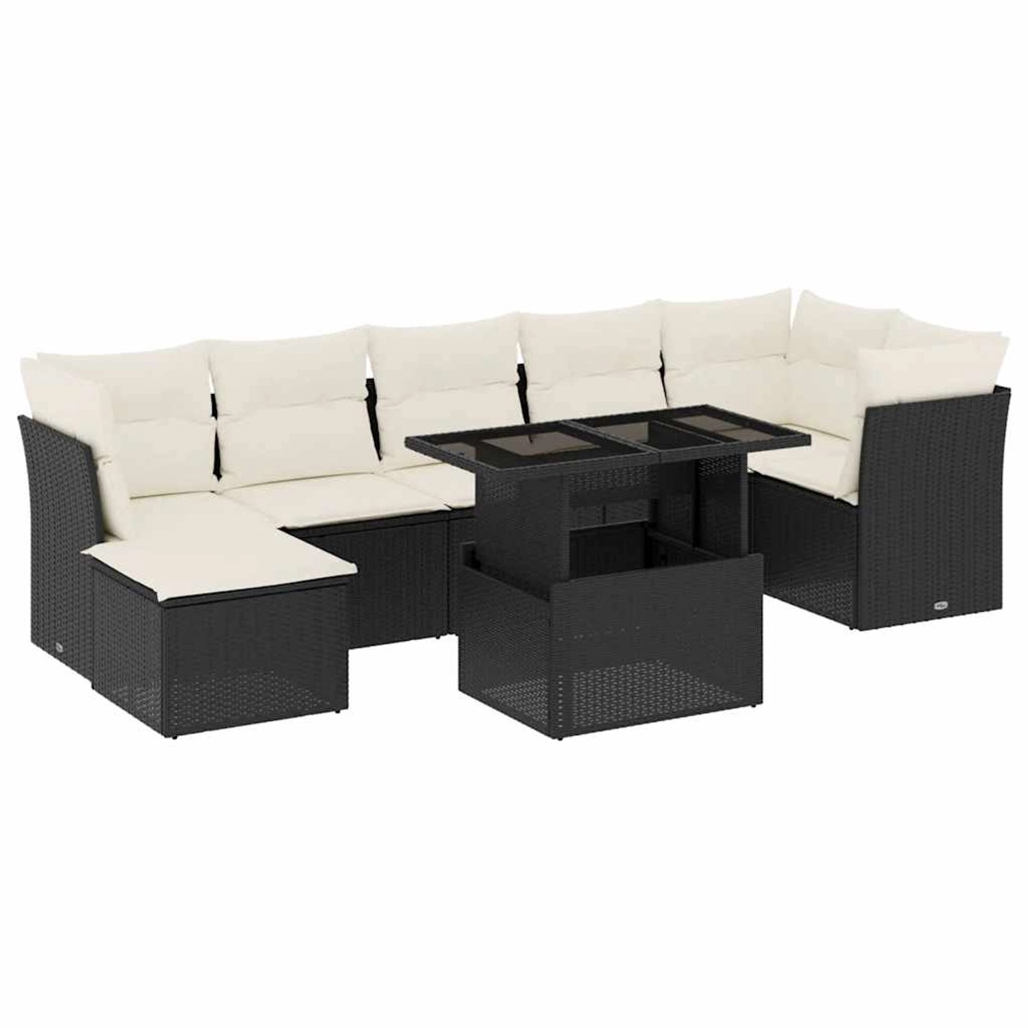 vidaXL 8-Tlg Garten-Sofagarnitur mit Kissen Schwarz Poly Rattan 3266746 günstig online kaufen