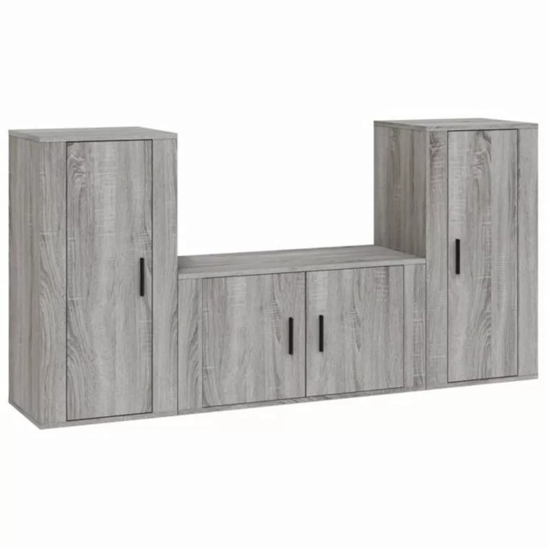 furnicato TV-Schrank 3-tlg. TV-Schrank-Set Grau Sonoma Holzwerkstoff günstig online kaufen