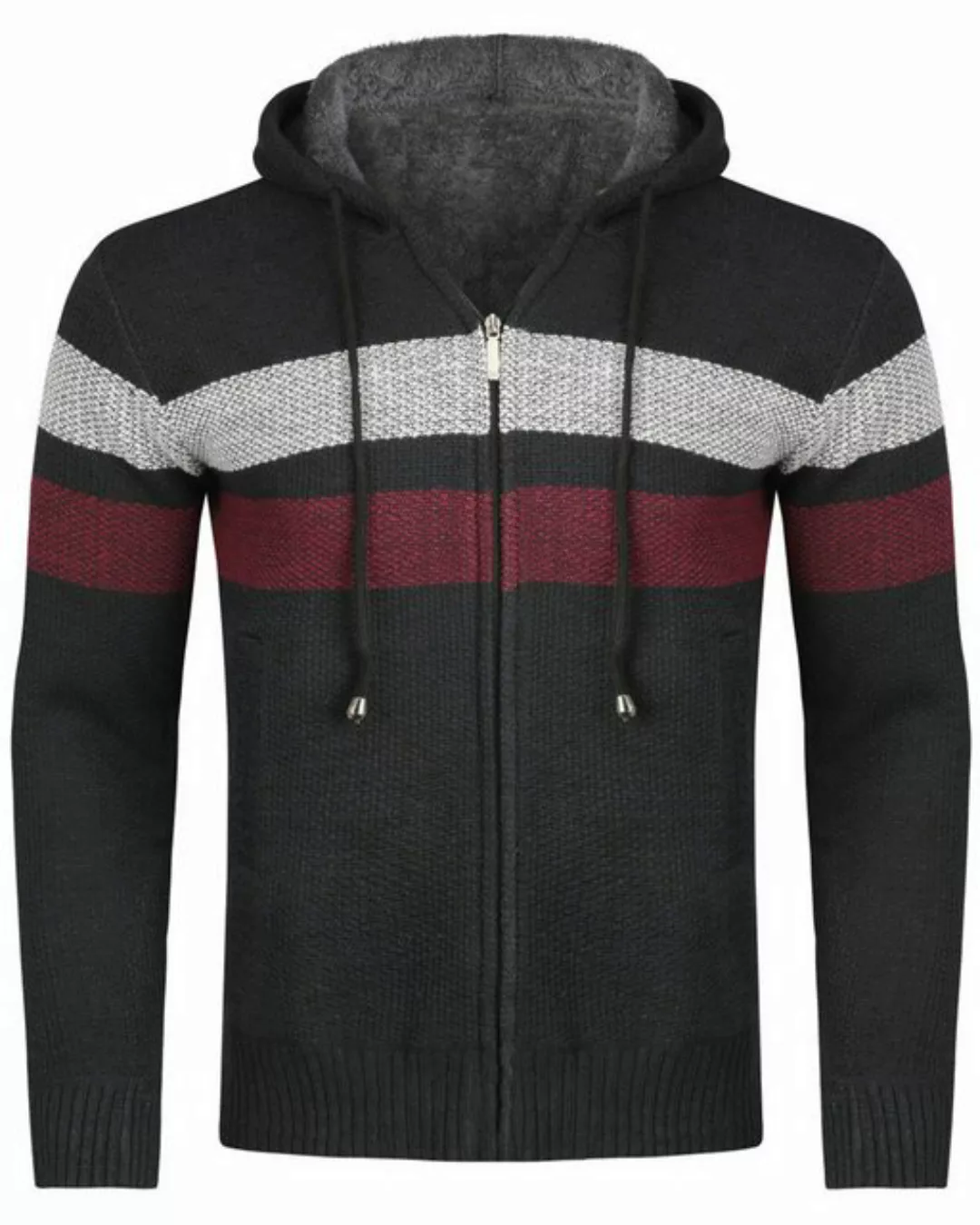 Allthemen Cardigan Herren Strickjacke mit Kapuze Männer Cardigan Grobstrick günstig online kaufen