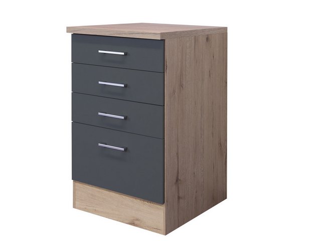 Flex-Well Spülenunterschrank Schubkastenschrank - 50 cm breit - Basaltgrau günstig online kaufen