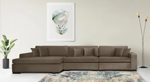 Home affaire Ottomane »Skara L-Form«, Lounge-Sofa mit Federkernpolsterung, günstig online kaufen