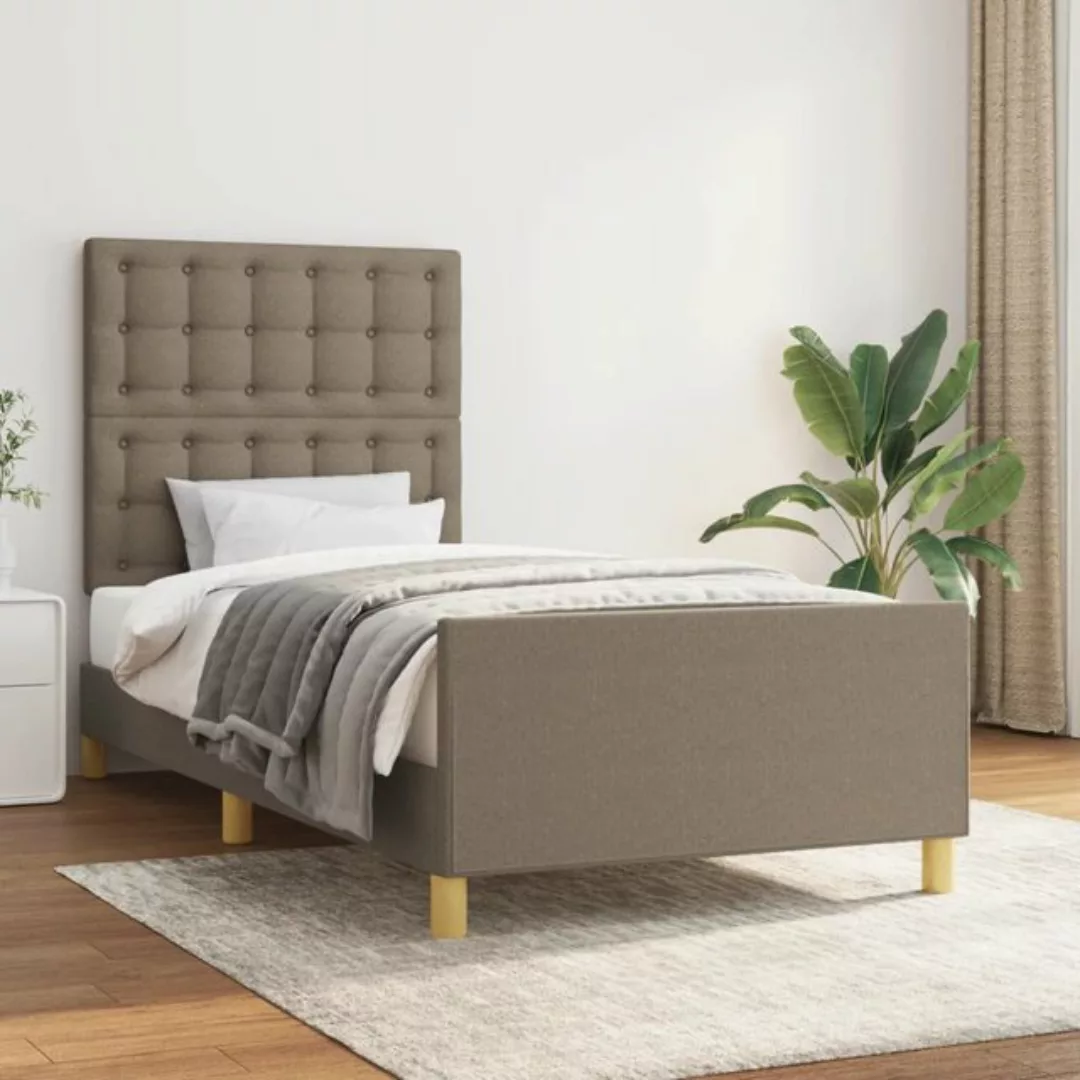 vidaXL Bett Bettgestell mit Kopfteil Taupe 90x200 cm Stoff günstig online kaufen