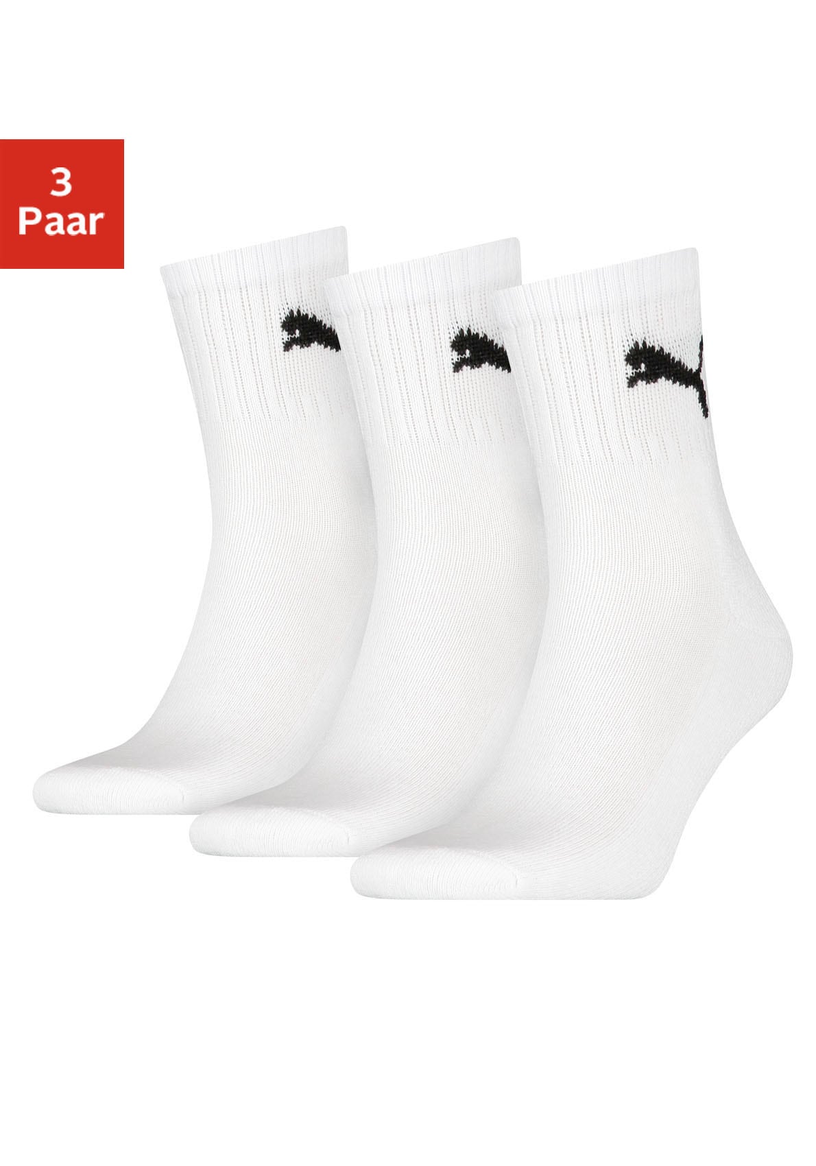 PUMA Sportsocken "short crew", (3 Paar), mit klassischer Rippe günstig online kaufen