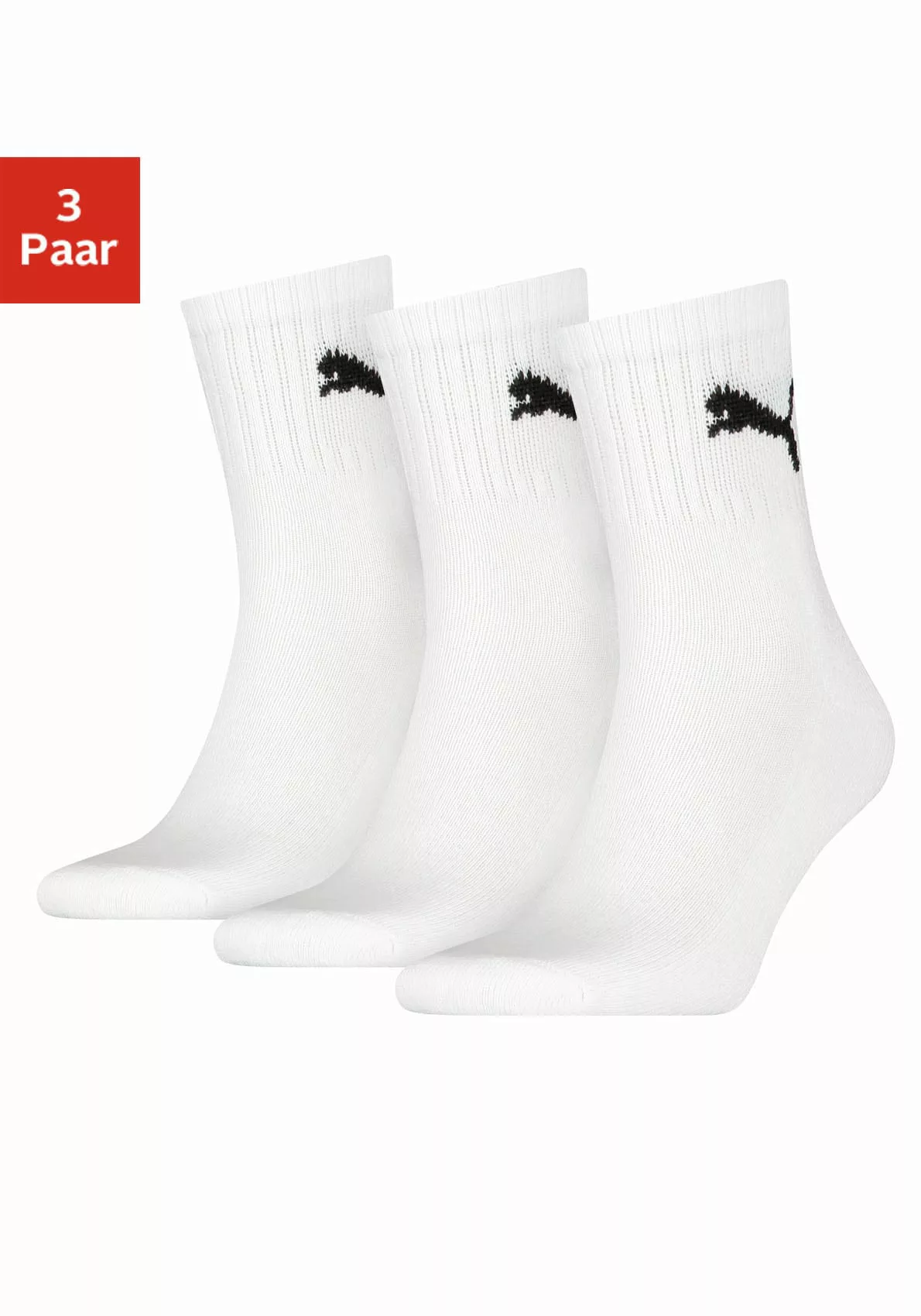 PUMA Sportsocken "short crew", (3 Paar), mit klassischer Rippe günstig online kaufen