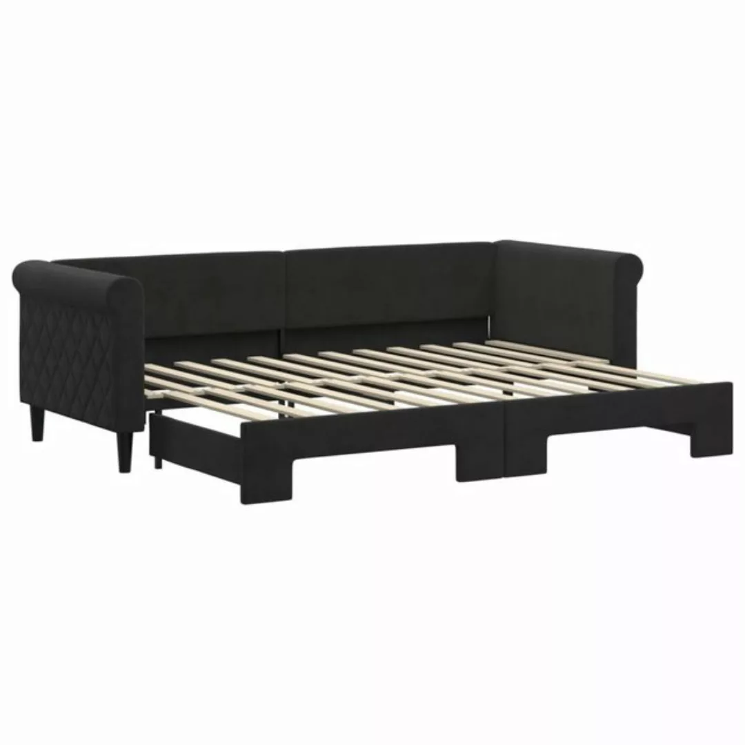 furnicato Bett Tagesbett Ausziehbar Schwarz 80x200 cm Samt (1-tlg) günstig online kaufen