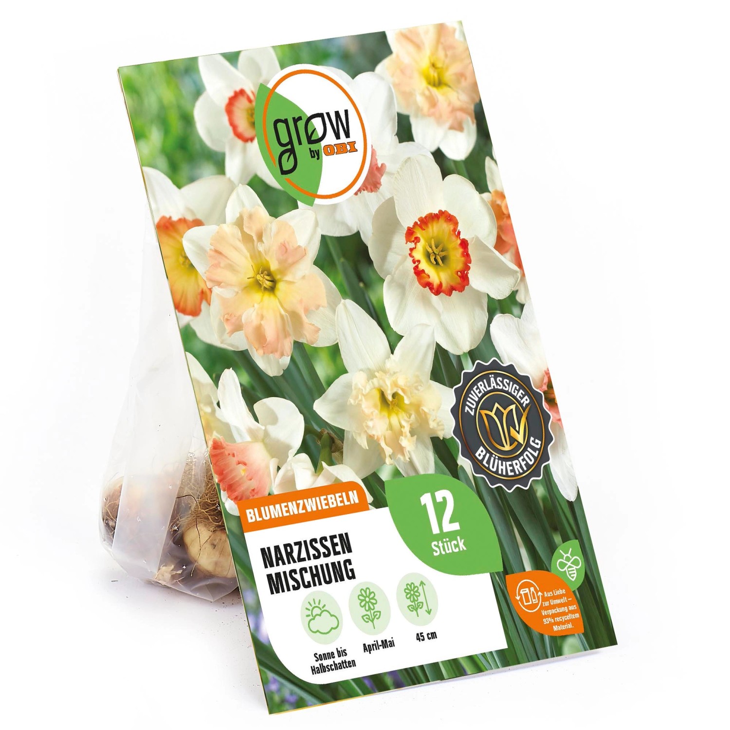 GROW by OBI Narzissen Rosa Mischung Weiß 12 Stück Narcissus Mixed günstig online kaufen