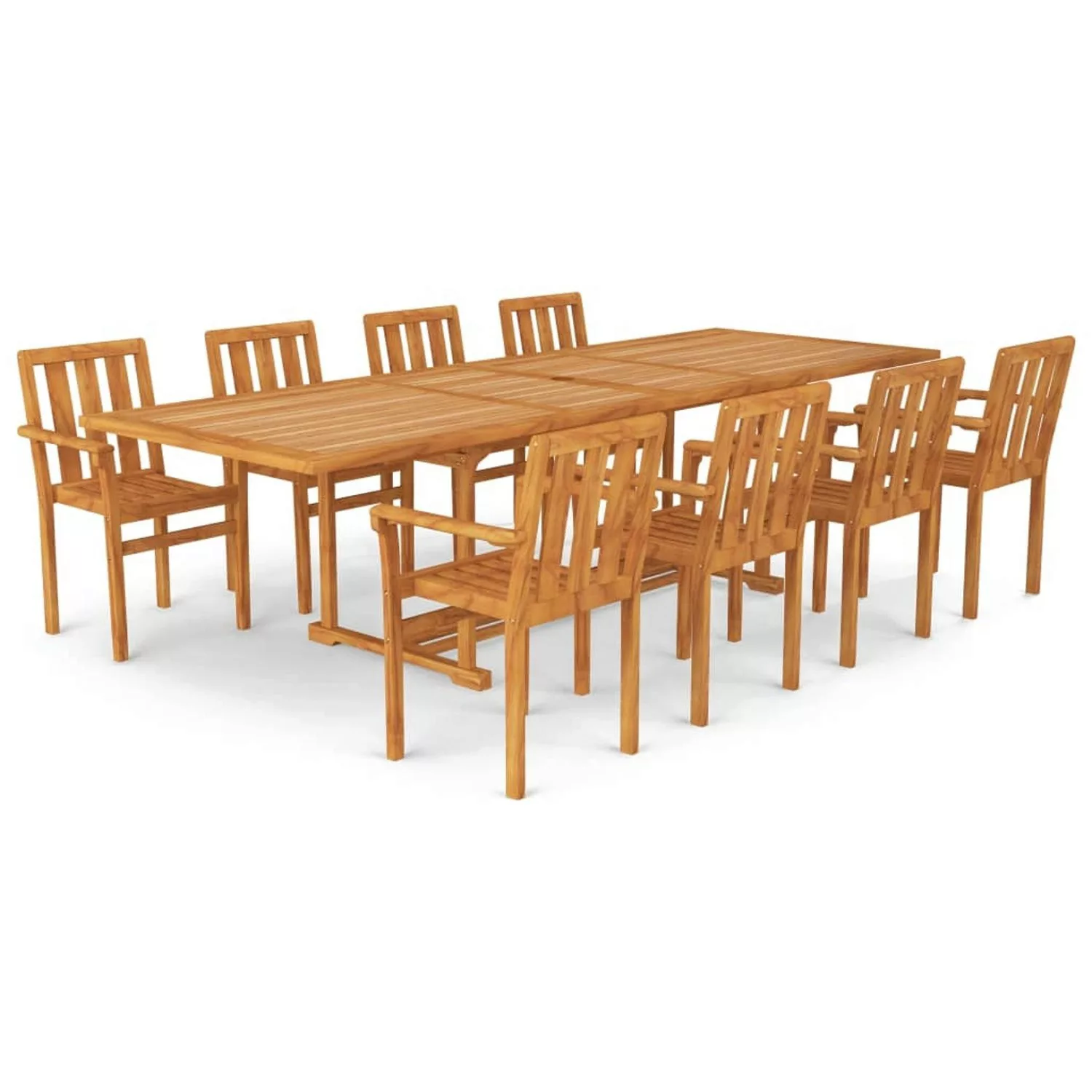 vidaXL 9-tlg Garten-Essgruppe Teak Massivholz Modell 6 günstig online kaufen