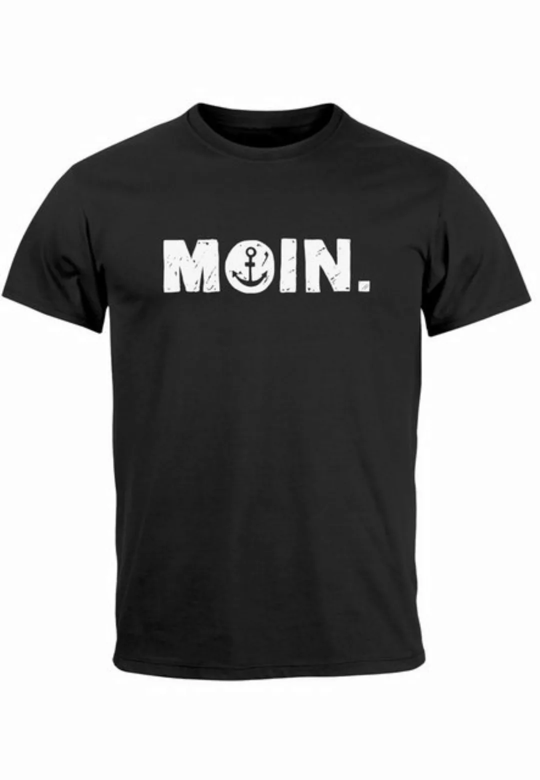 Neverless Print-Shirt Herren T-Shirt Schriftzug Moin Dialekt Norden Hamburg günstig online kaufen