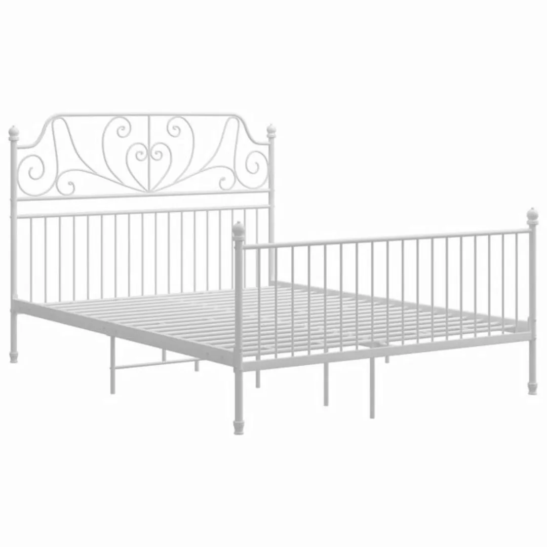 vidaXL Bettgestell Bettgestell Weiß Metall 160x200 cm Bett Bettrahmen Bettg günstig online kaufen