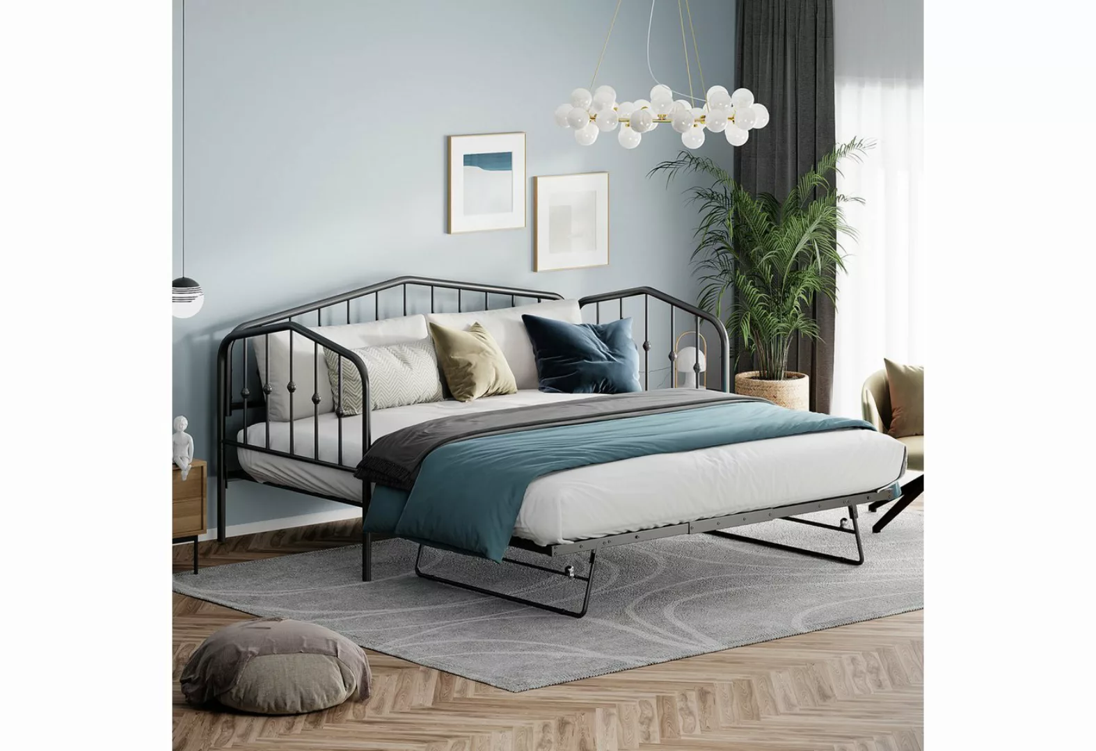 FUROKOY Daybett Tagesbett 90(180) x 200cm,2-in-1 Sofabett,Metallbett mit Au günstig online kaufen