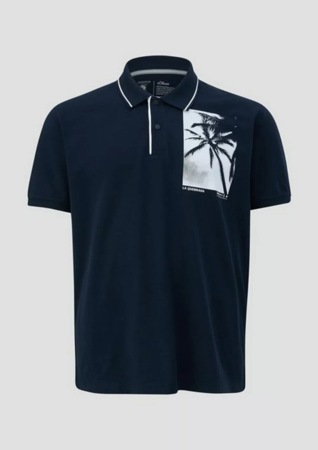 s.Oliver Kurzarmshirt Poloshirt aus Baumwolle mit Frontprint Kontrast-Detai günstig online kaufen