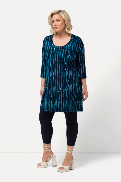 Ulla Popken Longshirt Longshirt Batikmuster Rundhals 3/4-Arm günstig online kaufen