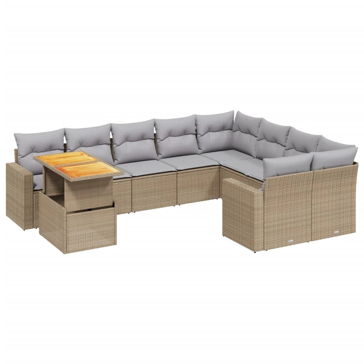 vidaXL 10-tlg Garten-Sofagarnitur mit Kissen Beige Poly Rattan Modell 204 günstig online kaufen